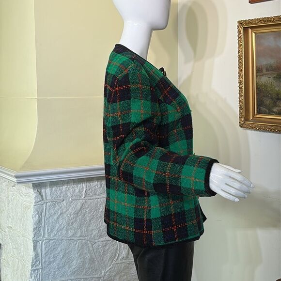 Alexon Double Breasted Tartan Plaid Collarless Jacket Made in Britain - Picture 6 of 13